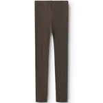 Uld rib leggings Terre i mørk brun, bagudsyn med lige ben