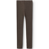 Uld rib leggings Terre i mørk brun, bagudsyn med lige ben