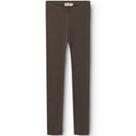 Uld rib leggings Terre i mørk brun, lange ben, lige pasform