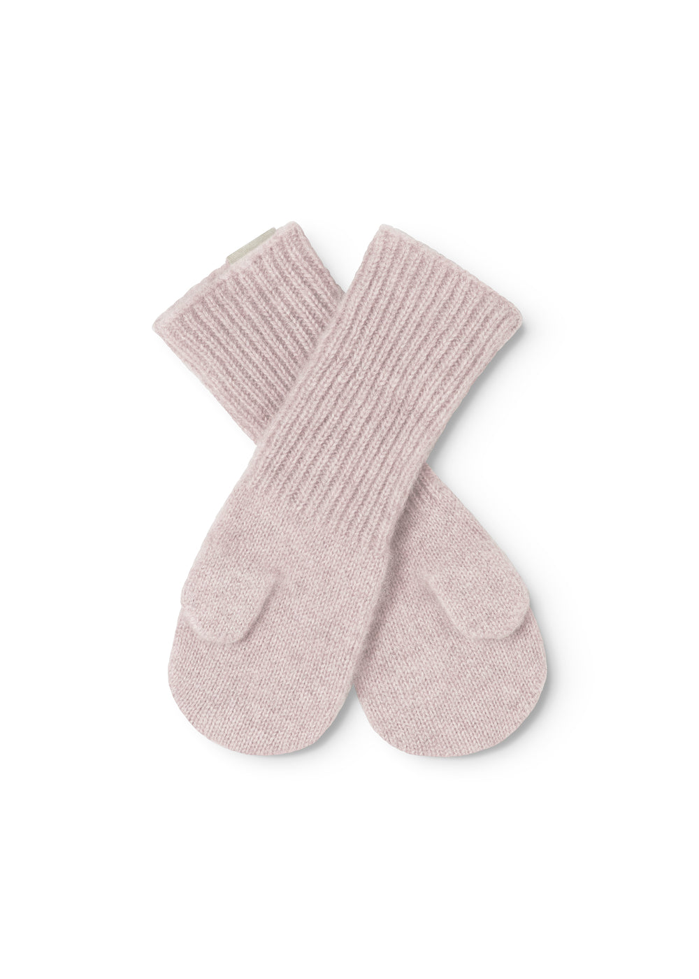 Rosa melange baby-luffer med tommelfingeråbninger og ribbet strik