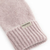 Manchet på rosa melange baby-luffer med MarMar-badge og striberib
