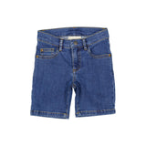 Mid indigo denimshorts med knap og lynlås foran