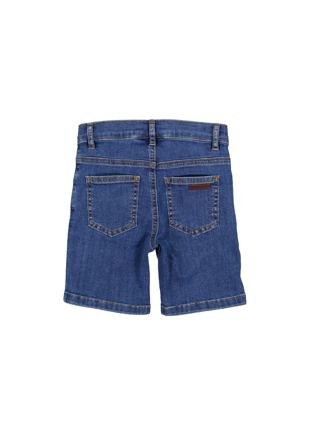 Mid indigo denimshorts med baglommer og syninger
