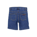 Mid indigo denimshorts med baglommer og syninger