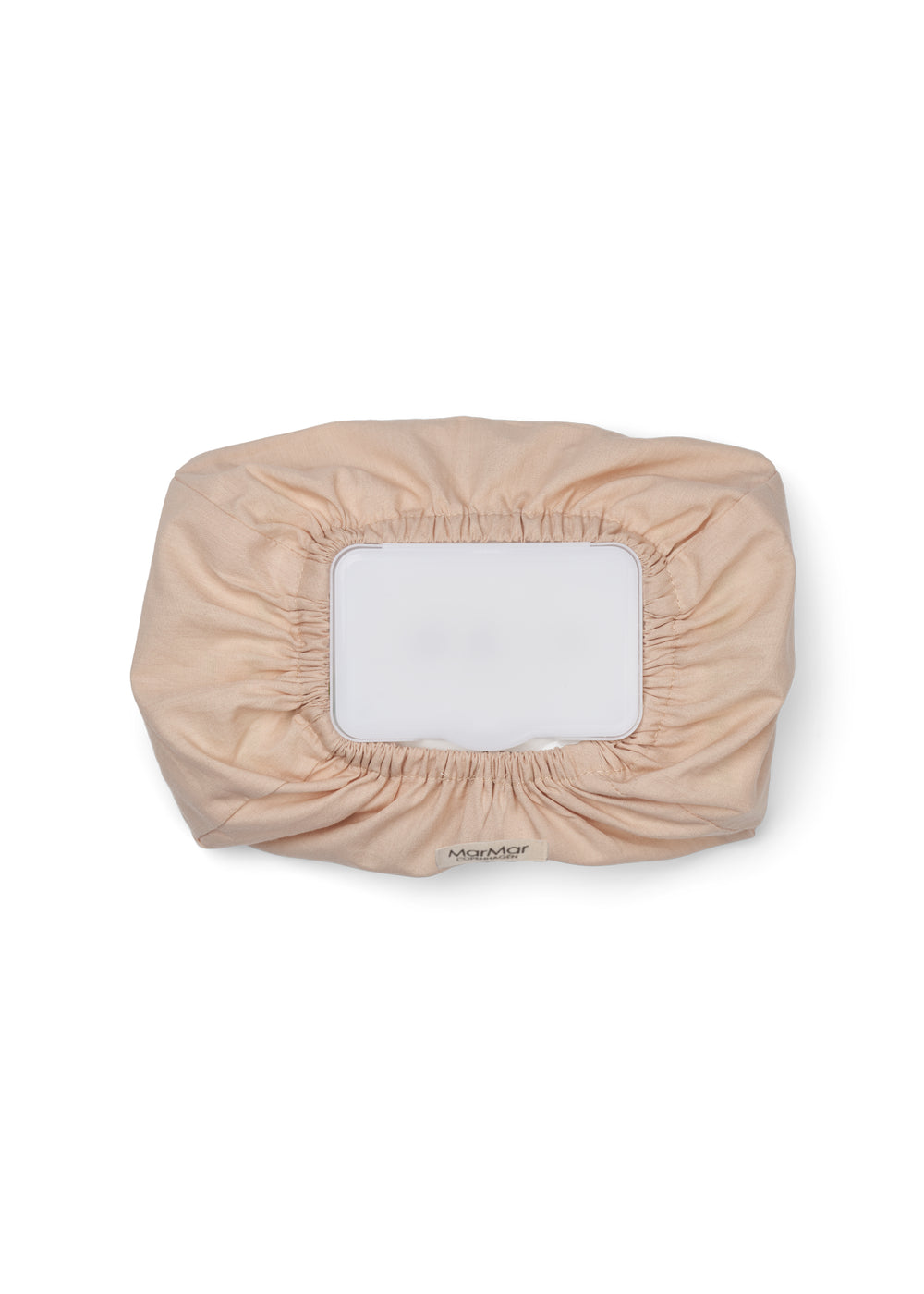 Vådservietcover i beige rosé med rektangulær rude og elastisk kant