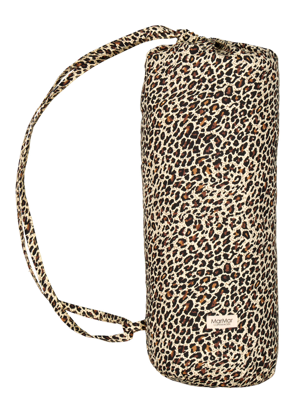 Rullet babyquilttæppe i brun leopardmønster med bindebånd