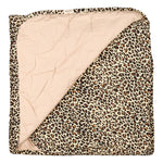 Tæppe til baby med leopardmønster og beige forside, lagdelt kant