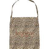 Leopardmønstret totebag med korte hank i brun