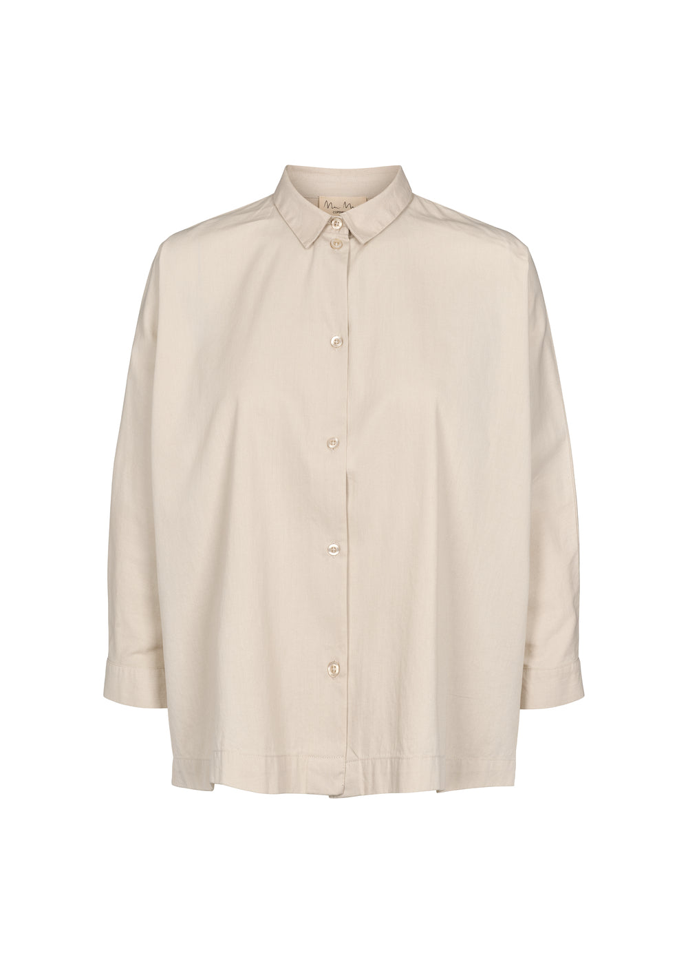 Beige skjorte med knaplukning og krave