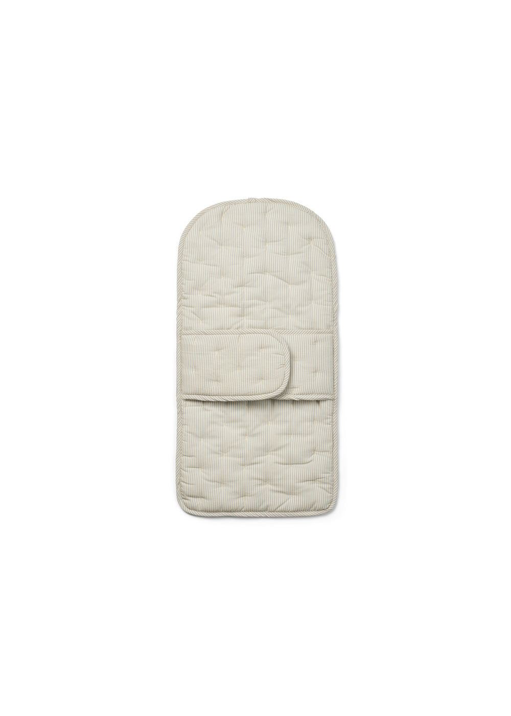 Pusleunderlag i lys creme med polstret quilt og lomme-/kantklap