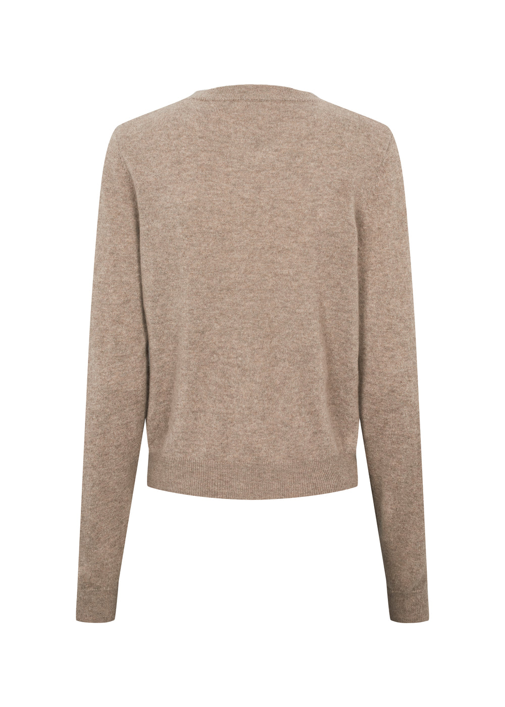 Beige strikket cardigan bagtil med ensfarvet meleret look og lange ærmer