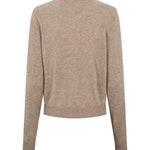 Beige strikket cardigan bagtil med ensfarvet meleret look og lange ærmer