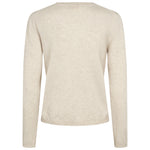 Lys beige kashmirbluse set bagpå med lange ærmer og rund hals
