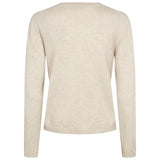 Lys beige kashmirbluse set bagpå med lange ærmer og rund hals