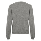 Tano W kashmirbluse i gråmeleret melange med rund hals og lange ærmer, bagside