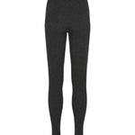 Sortegrå melange leggings med smal tætsiddende pasform og bred linning