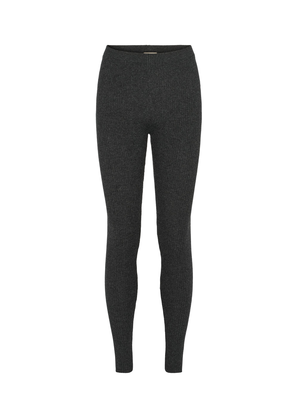 Sortegrå melange leggings med bred linning og tætsiddende ben
