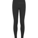 Sortegrå melange leggings med bred linning og tætsiddende ben