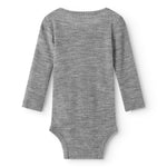 Uld pointelle-bodystocking i grå melange set bagfra med lange ærmer