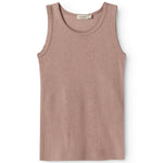 Uld pointelle undertrøje uden ærmer i rosé med rund hals