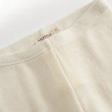 Naturfarvede uld leggings med pointelle og elastik i taljen
