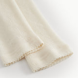 Naturfarvede uld leggings med pointelle og ribbet kant forneden