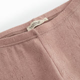 Uld leggings i rosenbrun med pointelle-mønster og elastisk linning