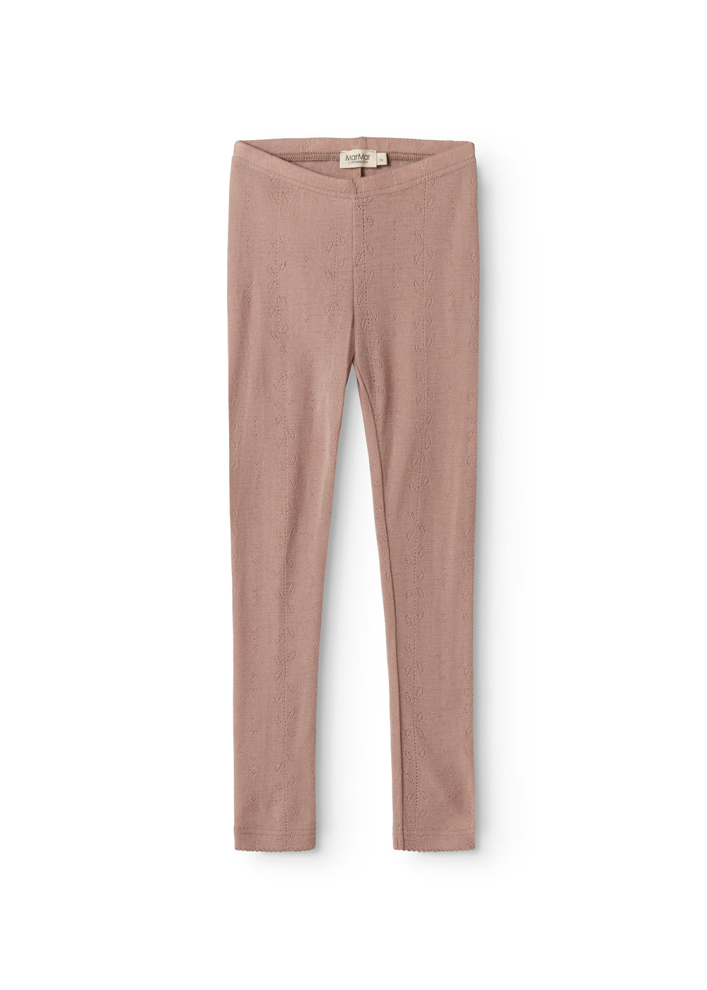 Uld leggings i rosenbrun med elastisk linning og heldækkende ben