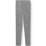Gråmelerede uld leggings fladt udlagt med tætsiddende pasform og lige søm.