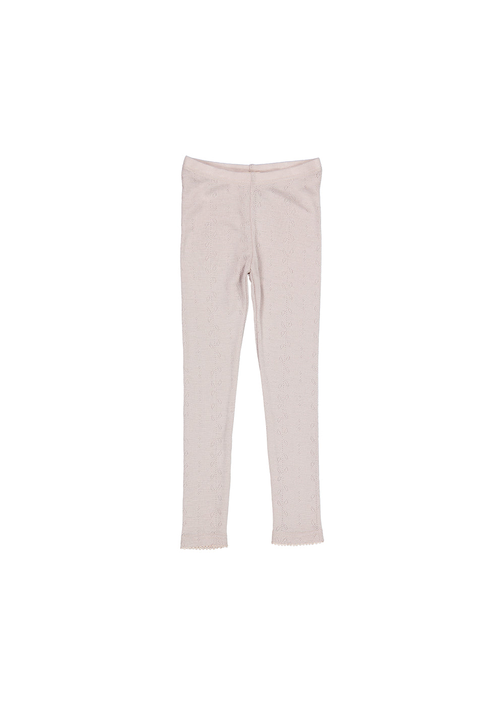 Uld leggings i pointelle, lys duefarvet