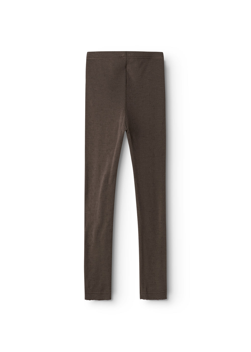 Uld leggings i mørk Terre med lige ben og søm ved låret