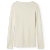 Uld pointelle T-shirt i naturfarve med rund hals, set bagfra, lange ærmer