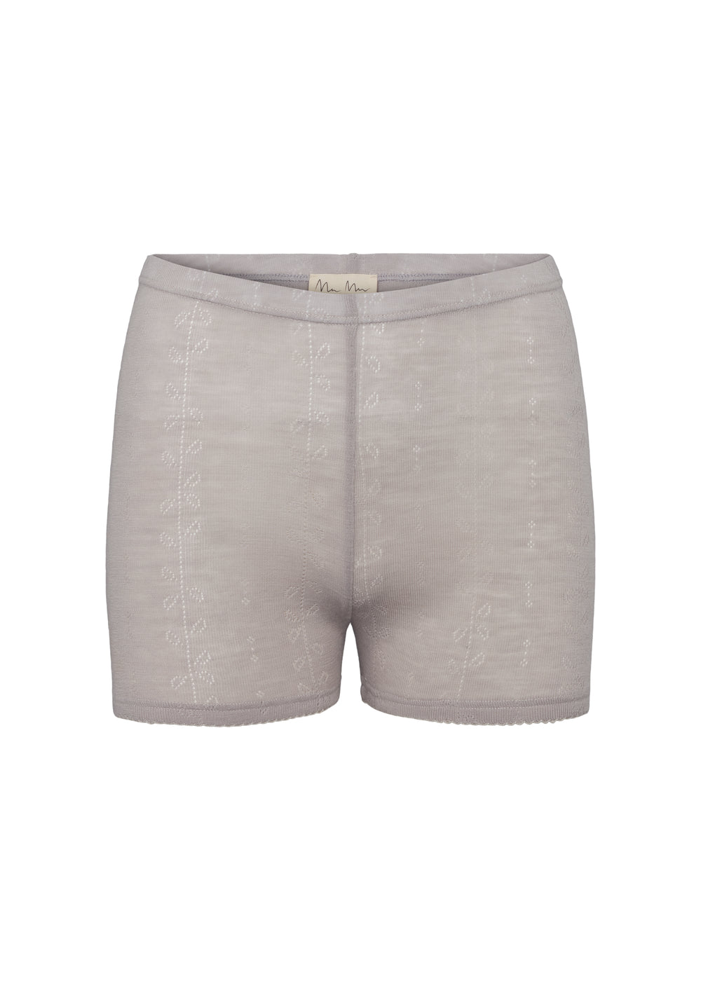 Uld pointelle underbukser i soft dove med elastisk linning og korte ben
