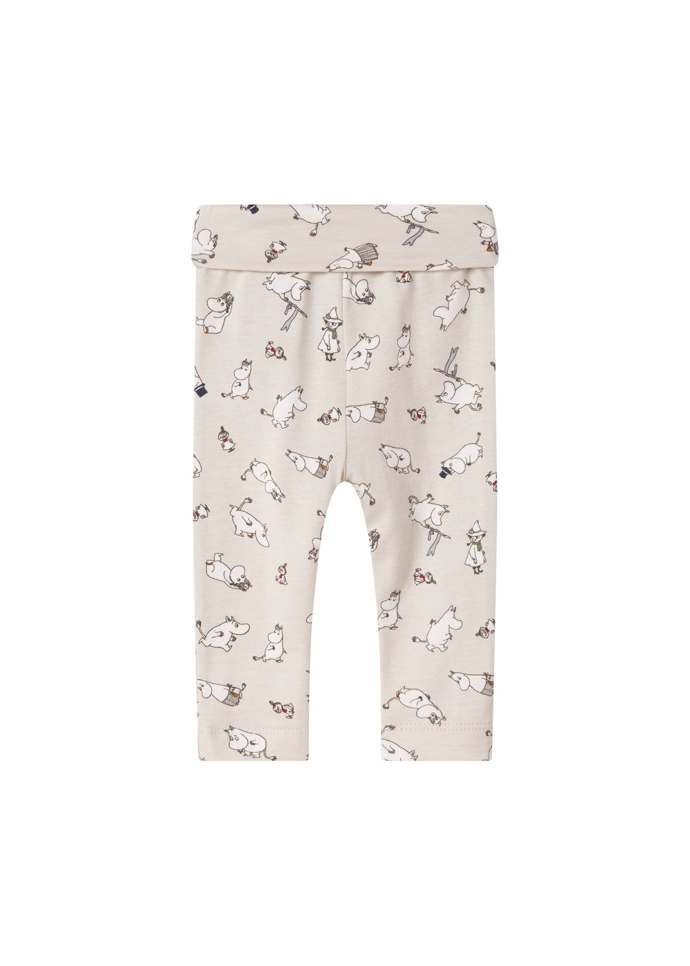Babybukser i lyst stof med Moomin-print