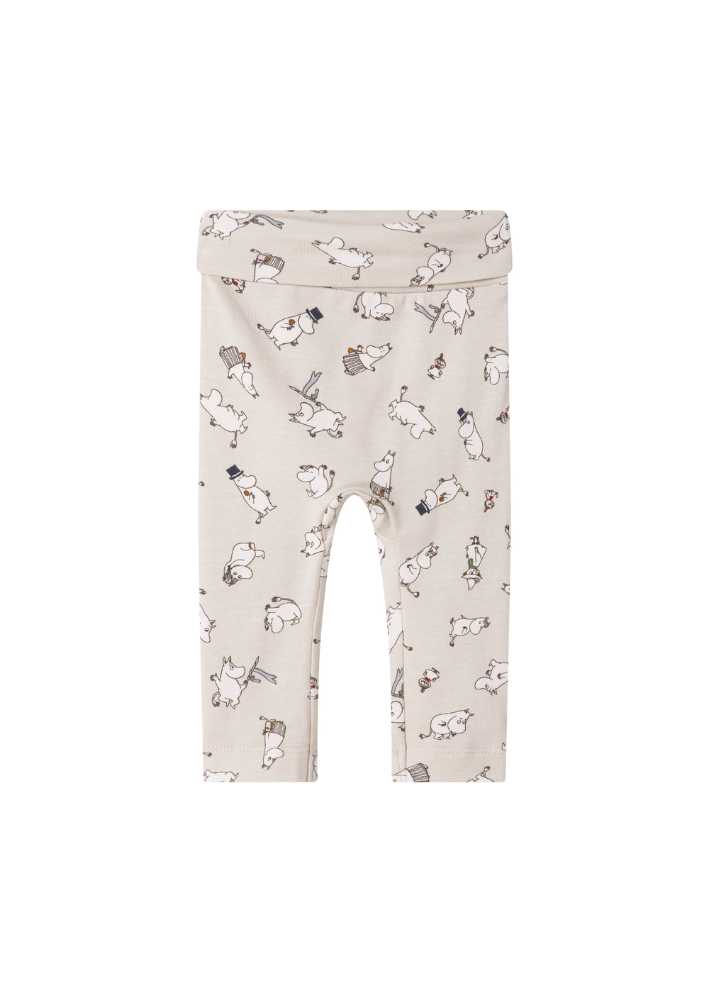 Babybukser i lyst stof med Moomin-print