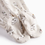Barnbukser med fødder i lyst stof med Moomin-print