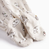 Barnbukser med fødder i lyst stof med Moomin-print