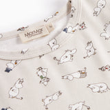 Langærmet pyjamas nattøj til børn med Moomin-print i lyse farver