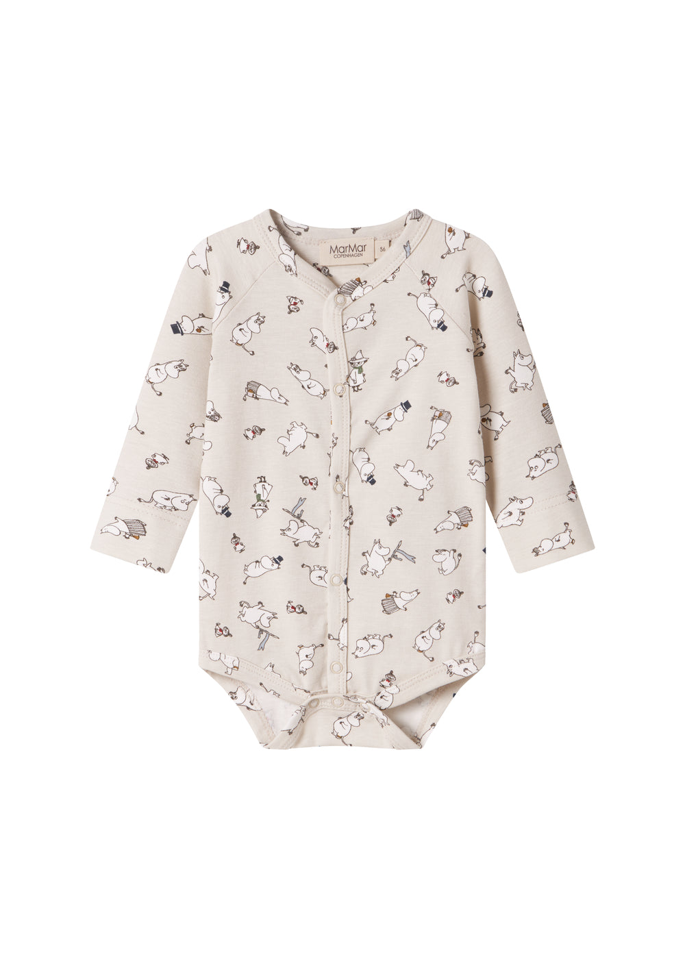 Langærmet babybody med Moomin-print i lyse farver
