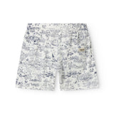 Shorts til børn med fint Moomin print, bred elastik samt bindebånd i taljen