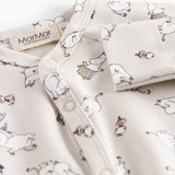 Heldragt til baby med lange ærmer, trykknapper, futter og Moomin-tryk i lyse farver