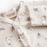 Heldragt til baby med lange ærmer, trykknapper og Moomin-tryk i lyse farver