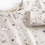 Heldragt til baby med lange ærmer og Moomin-tryk i lyse farver