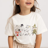 Hvid T-shirt med Moomin-figurprint foran og rund hals