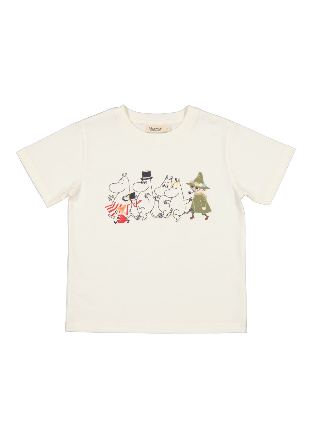 Hvid T-shirt (flad) med Moomin-figurprint foran