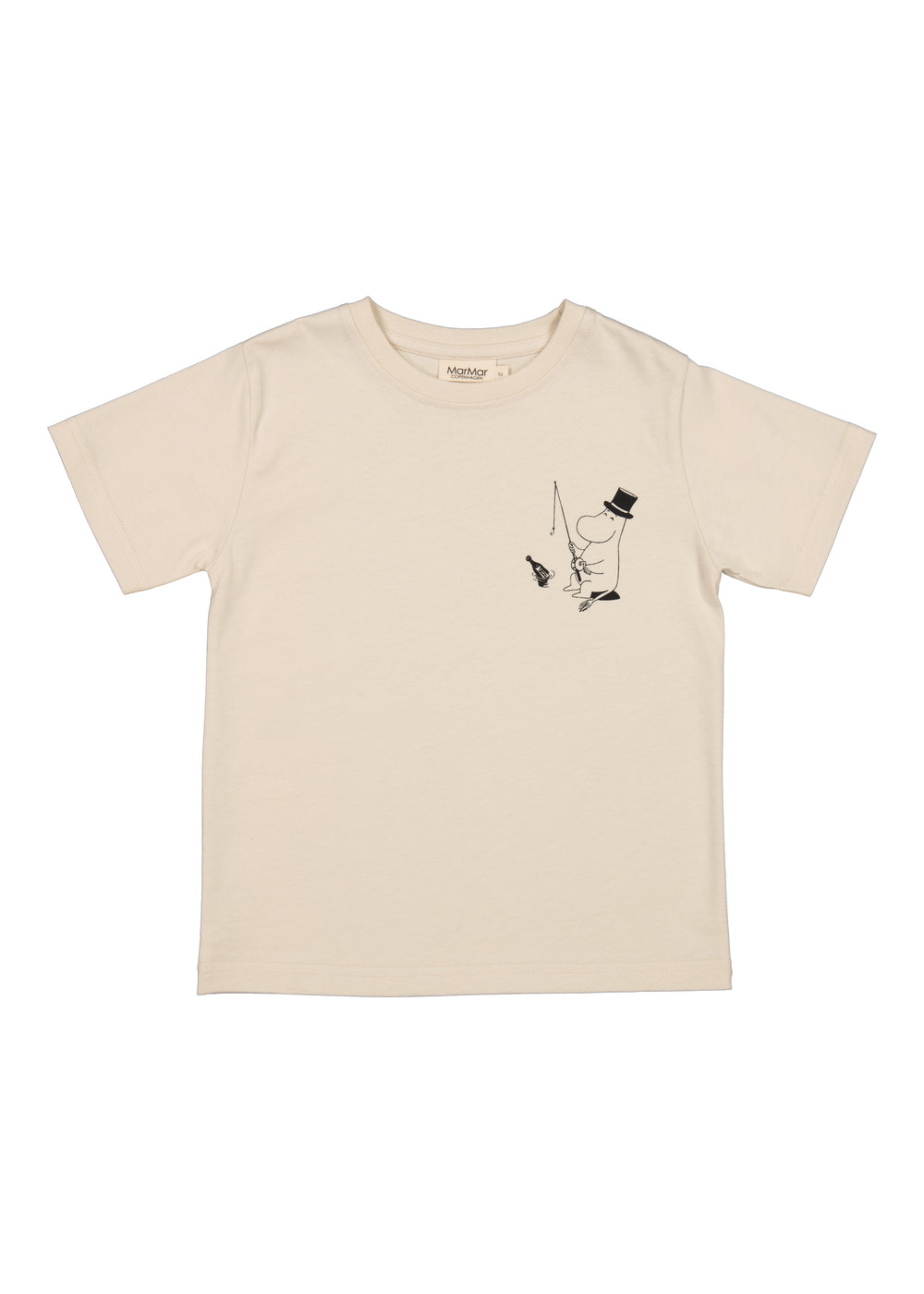 Offwhite børne-T-shirt med lille Moomin Dad-figurtegn på brystet