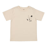 Offwhite børne-T-shirt med lille Moomin Dad-figurtegn på brystet