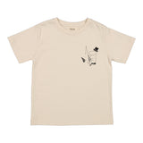 Offwhite børne-T-shirt med lille Moomin Dad-figurtegn på brystet