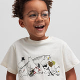 Børne-T-shirt i offwhite med Moomin-illustration foran