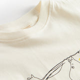 Offwhite børne-T-shirt med ribkrave og Moomin-tryk ved brystet